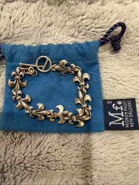 Mignon Faget Sterling Fleur-de-Lis Link Bracelet in Silver
